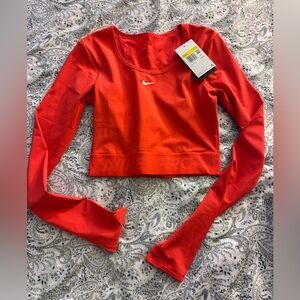 Nike PRO Women's Deep Orange Long Sleeve Top